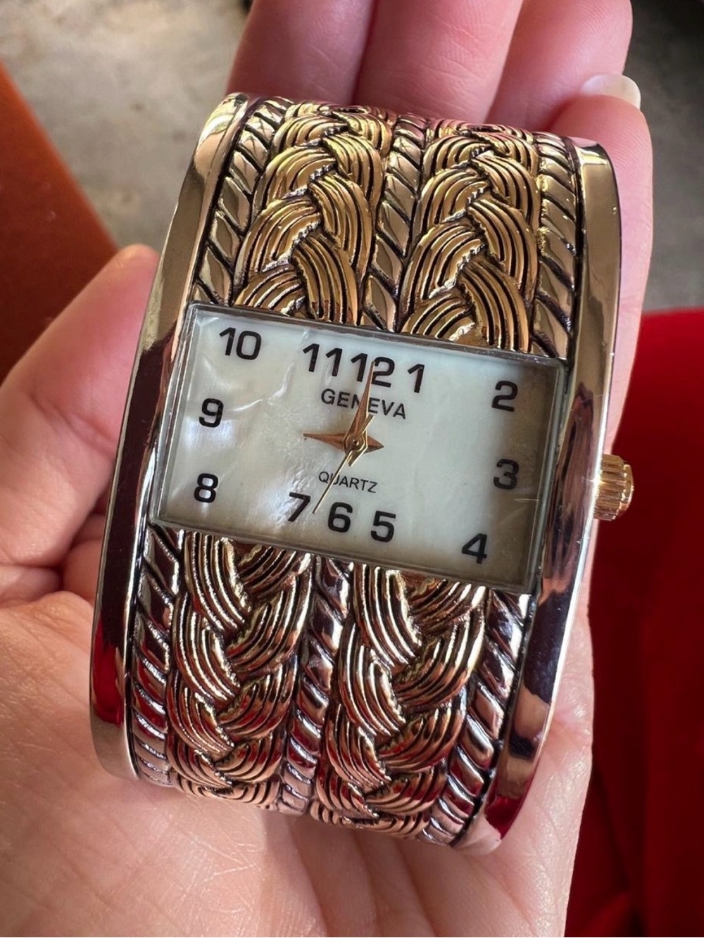 Geneva Women's Gold-Tone Braided Cuff Watch